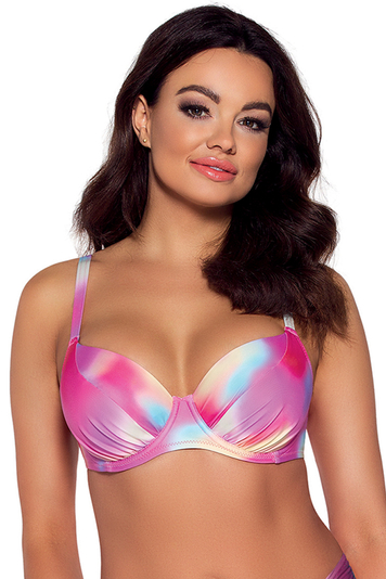 Ava Dame Bikini BH Oberteil Bunt Gepolsterte Cups Badeanzug Bademode Sommer SK-163, Pink