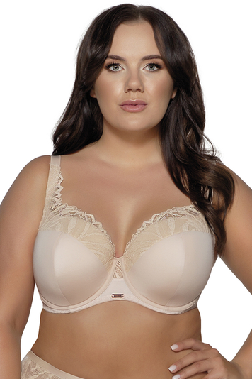 Ava Dame Bügel-BH Netz Spitze Schalen Träger Komfortabel 2107 Yasemin Maxi, Beige