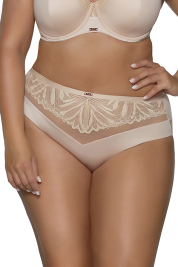 Ava Dame Slip Unterhose Spitze Bund Klassisch Unterwäsche Dessous 2106 Yasemin, Beige