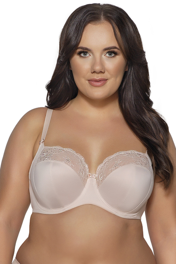 Ava Dame Soft BH Klassisch Weiche Cups Große Brüste Spitze Bügel Gemustert Dessous 2111 Azalea Maxi, Beige