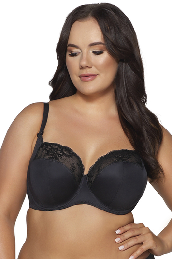 Ava Dame Soft BH Klassisch Weiche Cups Spitze Bügel Gemustert Dessous 2111 Azalea , Schwarz