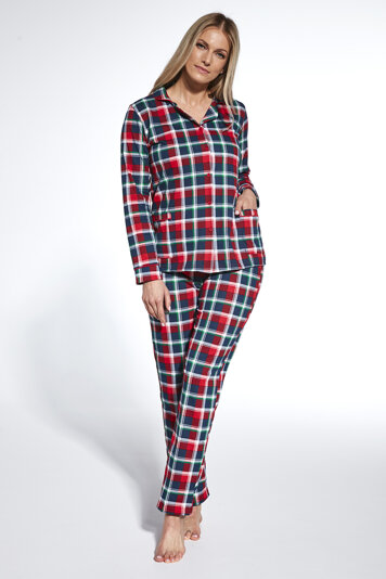 Cornette Dame Schlafanzug 2-teilig Pyjama Set Gemustert Kariert DR Roxy 482/369 , Rot