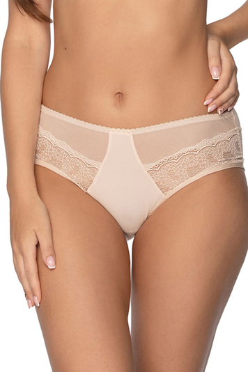 Gaia Dame Slip Unterhose Klassisch Voll Netz Spitze Elegant Geblümt 1184P Isabella, Beige