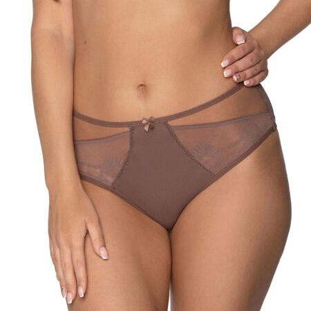 Gaia Dame Slip Unterhose Schleife Spitze Netz Bund Unterwäsche 1190B Viola , Braun