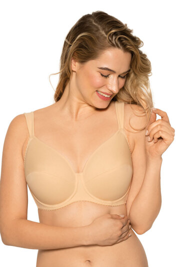 Gaia Damen Soft BH Klassisch Glatt Unterwäsche große Brüste 075 Maddalena, Beige