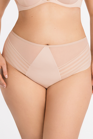 Gorsenia Dame Slip Hoher Bund Voll Netz Spitze Gemustert Klassisch Unterhose K811 Yoko , Beige