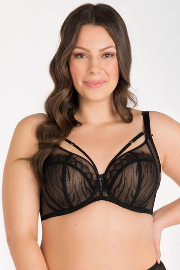 Gorsenia Dame Soft BH Weiche Schalen Klassisch Gemustert Elegant Dessous K817 Inessa, Schwarz