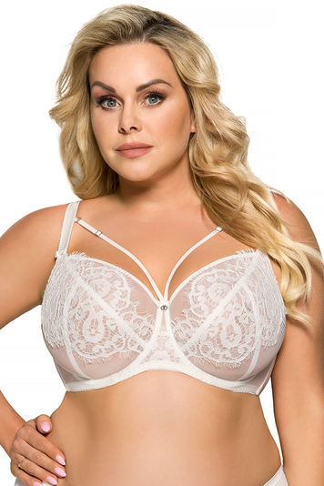 Gorsenia Soft-BH Spitze Netz Träger Streifchen Schleife K607 Pasadena, Hellbeige