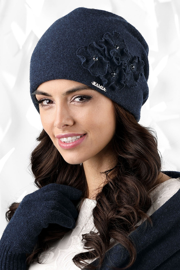 Kamea Andora Dame Mütze Herbst Winter Kopfbedeckung elegant, Dunkelblau