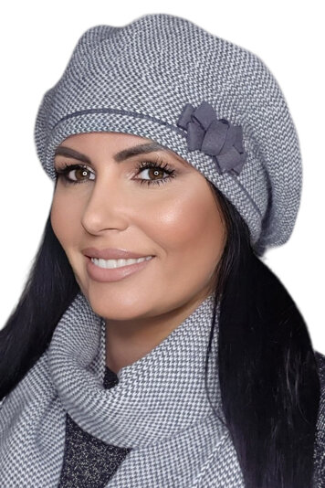 Kamea Dame Baskenmütze Winter Kopfbedeckung Warm Klassisch Wolle Helena, Dunkelgrau