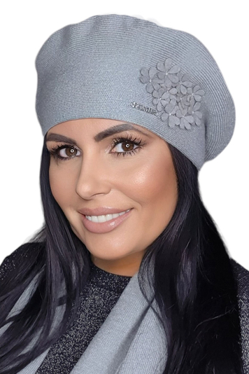 Kamea Dame Baskenmütze Winter Warm Klassisch Kopfbedeckung Feba, Grau