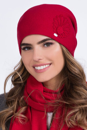 Kamea Dame Wintermütze  Kopfbedeckung warm gemustert dick Malwa, Rot