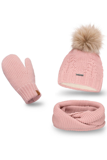 Pamami Dame Winterset Warm Gemustert Bommel 17549+14603+20680 , Pink