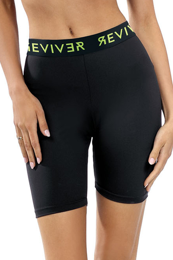 Reviver Dame Leggings  Klassisch  Bund Taille  Sport Knielang F9517, Schwarz