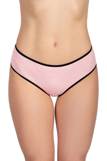 Vivisence Dame Slip Unterhose Klassisch Komfortabel Baumwolle Trendig Alltag Unterwäsche 4016 , Schwarzes Gummiband:Rosa