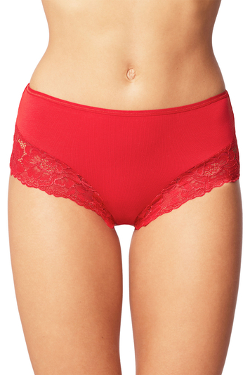 Vivisence Dame Slip Unterhose Spitze Bund Gummispitze Unterwäsche klassisch  4008, Rot