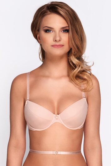 Vivisence Damen BH Rückenfrei Push Up BH Multiway Träger, Tiefer Rückenausschnitt  für Rückenfreie Kleider Klassische, Kate 1011, Beige