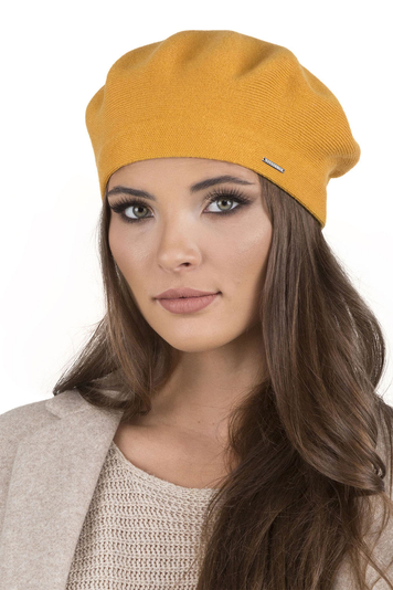 Vivisence Damen Baskenmütze Eleganter Wintermütze Warm und Gemütlich Kopfbedeckung an Winter Und Herbst Warm Dick Strickmütze, Klassisch Mütze für Frauen Modell 7005, Honig