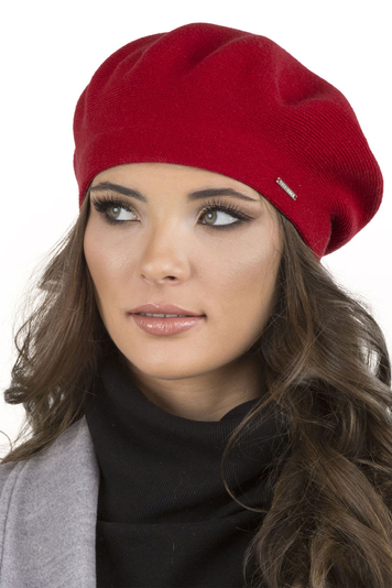 Vivisence Damen Baskenmütze Eleganter Wintermütze Warm und Gemütlich Kopfbedeckung an Winter Und Herbst Warm Dick Strickmütze, Klassisch Mütze für Frauen Modell 7005, Rot