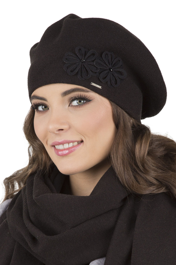 Vivisence Damen Baskenmütze Eleganter Wintermütze und Schal Set Warm Kopfbedeckung und Halsbedeckung an Winter und Herbst Warm Dick, Winterset für Frauen, Hergestellt in Der EU, Schwarz