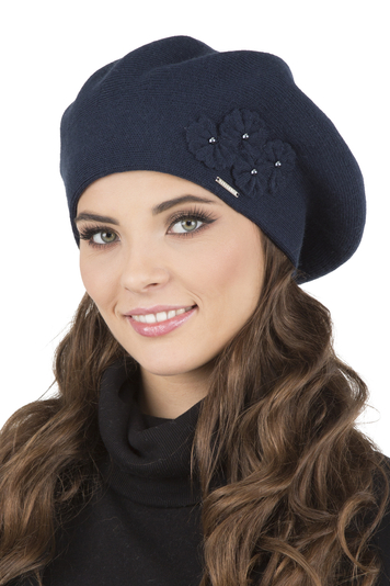 Vivisence Damen Baskenmütze Warm Und Gemütlich Wintermütze an Winter und Herbst Warme Dick Strickmütze, Kopfbedeckung Eleganter Klassisch Mütze für Frauen Modell 7006, Dunkelblau