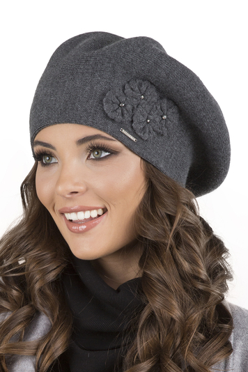 Vivisence Damen Baskenmütze Warm Und Gemütlich Wintermütze an Winter und Herbst Warme Dick Strickmütze, Kopfbedeckung Eleganter Klassisch Mütze für Frauen Modell 7006, Dunkelgrau