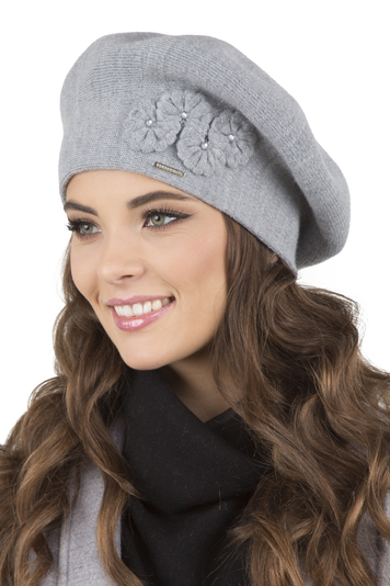 Vivisence Damen Baskenmütze Warm Und Gemütlich Wintermütze an Winter und Herbst Warme Dick Strickmütze, Kopfbedeckung Eleganter Klassisch Mütze für Frauen Modell 7006, Hellgrau