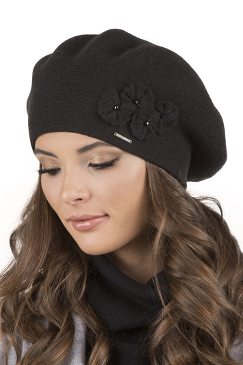 Vivisence Damen Baskenmütze Warm Und Gemütlich Wintermütze an Winter und Herbst Warme Dick Strickmütze, Kopfbedeckung Eleganter Klassisch Mütze für Frauen Modell 7006, Schwarz