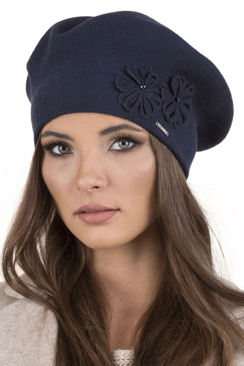 Vivisence Damen Baskenmütze Warm Und Gemütlich Wintermütze an Winter und Herbst Warme Dick Strickmütze, Kopfbedeckung Eleganter Klassisch Mütze für Frauen Modell 7007, Dunkelblau