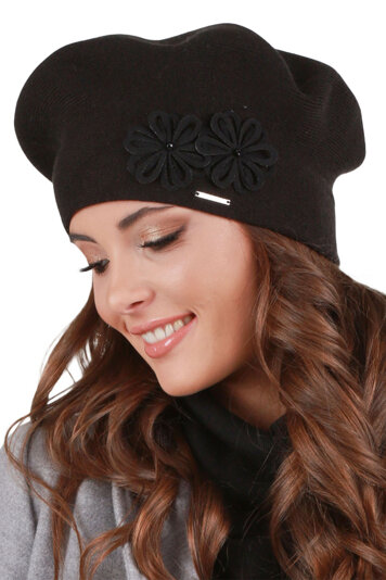 Vivisence Damen Baskenmütze Warm Und Gemütlich Wintermütze an Winter und Herbst Warme Dick Strickmütze, Kopfbedeckung Eleganter Klassisch Mütze für Frauen Modell 7007, Schwarz