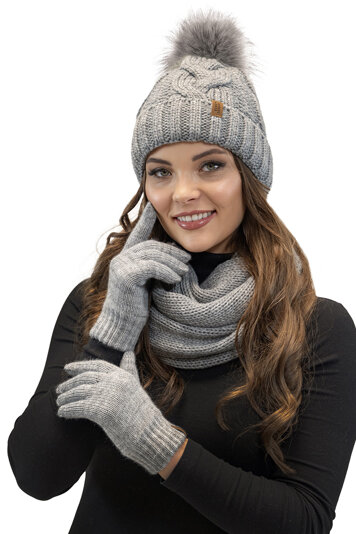 Vivisence Damen Handschuhe Winter  Warm Winterhandschuhe Accecoires 7014R, Hellgrau
