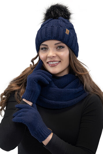 Vivisence Damen Handschuhe Winter  Warm Winterhandschuhe Accecoires 7014R, Marineblau