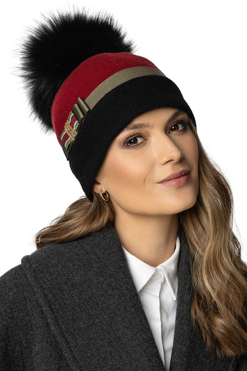 Vivisence Damen Mütze Winter Elegante Warm Und Gemütlich Frauen Herbst Wintermütze mit Abnehmbarem Bommel Vliesfutter Antistatisch Ideal Für Kalte Wintertage Modell 7082, Schwarz