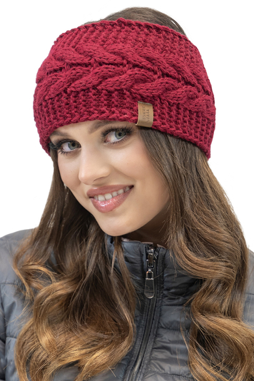 Vivisence Damen Stirnband Winter aus Dickem Garn Mit Perfekter Anpassung für Optimalen Tragekomfort Ideal für Kühle Herbsttage und Stilvolles Design Mit Weichem Fleece-Innenfutter Modell 7094, Weinrot