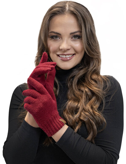 Vivisence Damen Winter Handschuhe Mit Gemütlich Stilvolle Breitem Klassische Strickbündchen Aus Weichem Und Warme Garn Ideal Für Kaltes Wetter Perfekte Eleganz Und Komfort Modell 7014, Weinrot