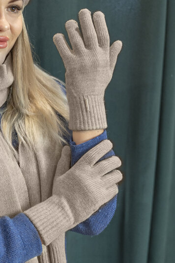 Vivisence Damen Winter Handschuhe Mit Gemütlich Stilvolle Breitem Strickbündchen Hergestellt Aus Warmem Garn Mit Wollzusatz Perfekt Für Kalte Wintertage Herbst Modell 7204, Beige