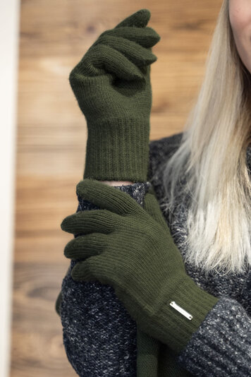 Vivisence Damen Winter Handschuhe Mit Gemütlich Stilvolle Breitem Strickbündchen Hergestellt Aus Warmem Garn Mit Wollzusatz Perfekt Für Kalte Wintertage Herbst Modell 7204, Grün