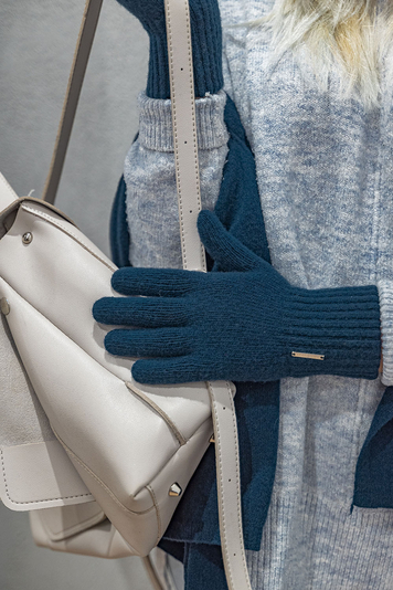 Vivisence Damen Winter Handschuhe Mit Klassische Breitem Strickbündchen Gemütlich Stilvolle Hergestellt Aus Warmes Und Weiches Wollgarn Perfekt Für Kalte Wintertage Herbst Modell 7201, Dunkelblau