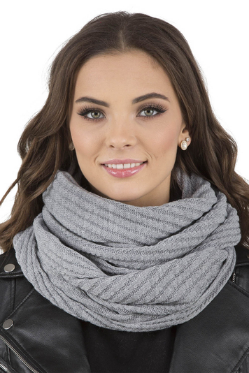 Vivisence Damen Winter Loop Schal Aus Modischer Gemütlich Wärmendem Garn Doppelt Um Den Hals Tragbar Wintertage Frauen Elegante Und Sportliche Outfits Winter Herbst Modell 7017s, Hellgrau