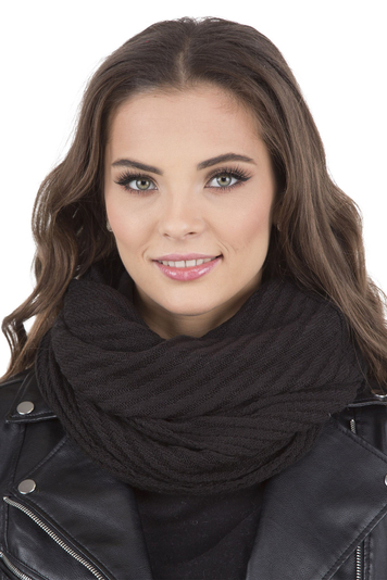 Vivisence Damen Winter Loop Schal Aus Modischer Gemütlich Wärmendem Garn Doppelt Um Den Hals Tragbar Wintertage Frauen Elegante Und Sportliche Outfits Winter Herbst Modell 7017s, Schwarz