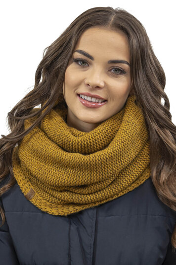 Vivisence Damen Winter Loop Schal Aus Modischer Gemütlich Wärmendem Garn Mit Doppelt Um Den Hals Tragbar Kalte Wintertage Frauen Elegante Und Sportliche Outfits Winter Herbst 7103, Dunkelgelb