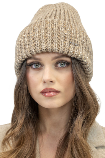 Vivisence Damen Winter Mütze Klassischen Beanie Strickmütze Stil Perfekte Passform Strickbündchen Umgeschlagener Saum Warmem Rippengarn Ideal Für Kalte Wintertage Winter Herbst Modell 7088, Beige