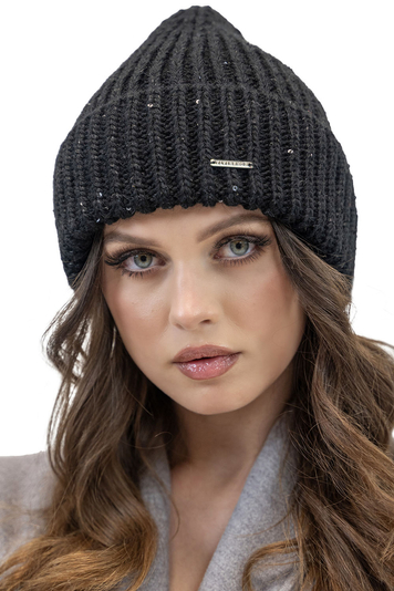 Vivisence Damen Winter Mütze Klassischen Beanie Strickmütze Stil Perfekte Passform Strickbündchen Umgeschlagener Saum Warmem Rippengarn Ideal Für Kalte Wintertage Winter Herbst Modell 7088, Schwarz