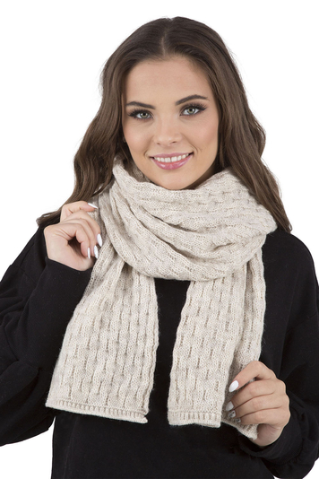 Vivisence Damen Winter Schal Aus Modischer Gemütlich Wärmendem Garn Mit Dekorativer Bindung Für Kalte Wintertage Frauen Elegante Und Sportliche Outfits Winter Herbst Modell 7015s, Beige