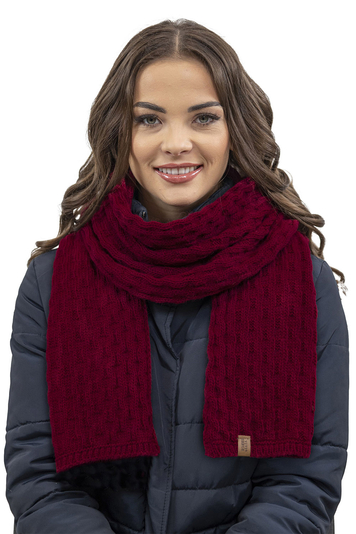 Vivisence Damen Winter Schal Aus Modischer Gemütlich Wärmendem Garn Mit Dekorativer Bindung Für Kalte Wintertage Frauen Elegante Und Sportliche Outfits Winter Herbst Modell 7015s, Weinrot