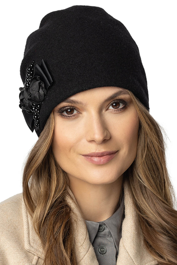 Vivisence Damen Wintermütze aus Wolle Warm und Gemütlich Elegante Herbst Beanie Mütze mit Gummiband für Perfekten Sitz Ideal Für Kalte Wintertage Modell 7080, Schwarz