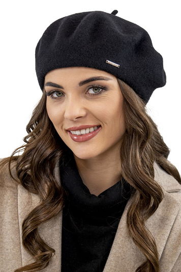 Vivisence Elegante Damen Winter Baskenmütze Für Frauen Aus Wolle Warm und Gemütlich Klassischer Schnitt Perfekt Für Kalte Wintertage Verursacht, Schwarz