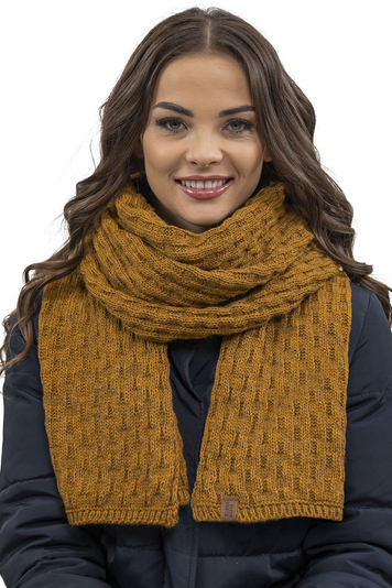 Vivisence Modischer Damen Winter Schal Aus Wärmendem Garn Mit Dekorativer Bindung Perfekt Für Kalte Wintertage Elegante Und Sportliche Outfits, Dunkelgelb