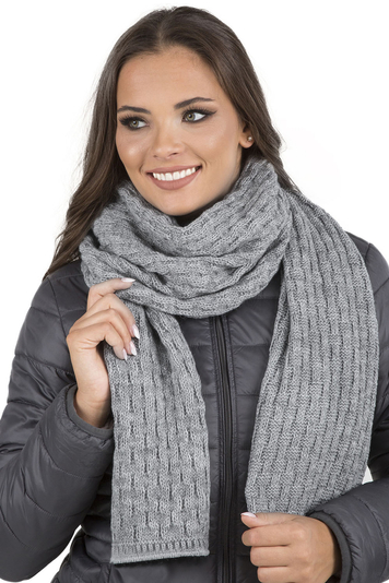 Vivisence Modischer Damen Winter Schal Aus Wärmendem Garn Mit Dekorativer Bindung Perfekt Für Kalte Wintertage Elegante Und Sportliche Outfits, Hellgrau