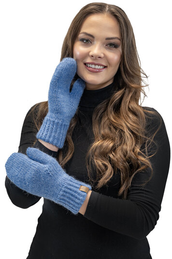 Vivisence Stilvolle Damen Winter Fausthandschuhe Aus Wärmendem Garn Mit Breitem Strickbündchen Musterloses Design Für Kalte Wintertage Und Für Outdoor-Aktivitäten, Jeans